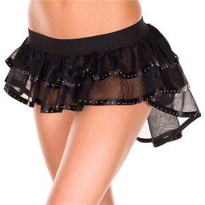 Women Long Back Mulit Layer Ribbon Trim Skirt